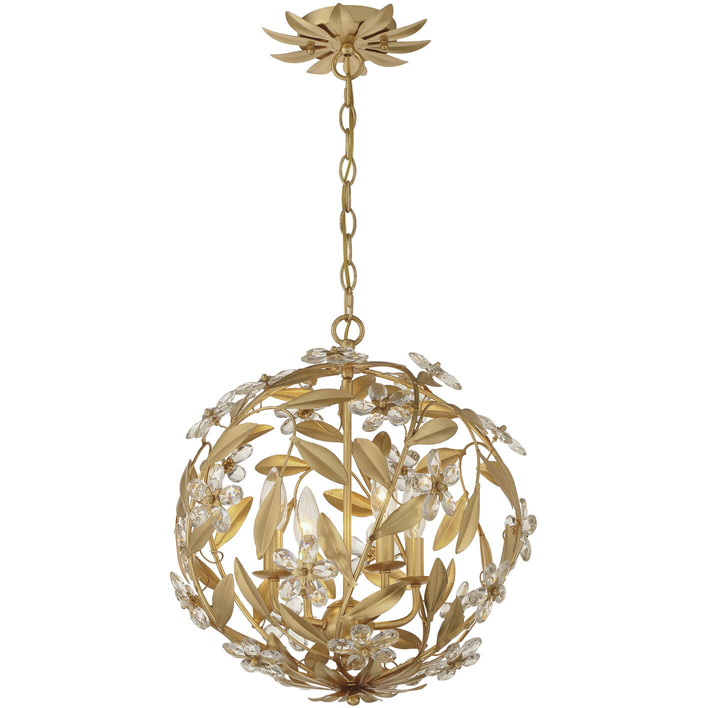 Marselle 4 Light 16.5 inch Antique Gold Mini Chandelier Ceiling Light