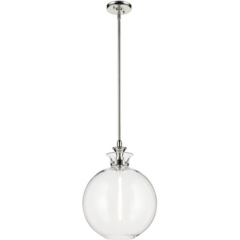 Laria 1 Light Polished Nickel Pendant Ceiling Light in Clear