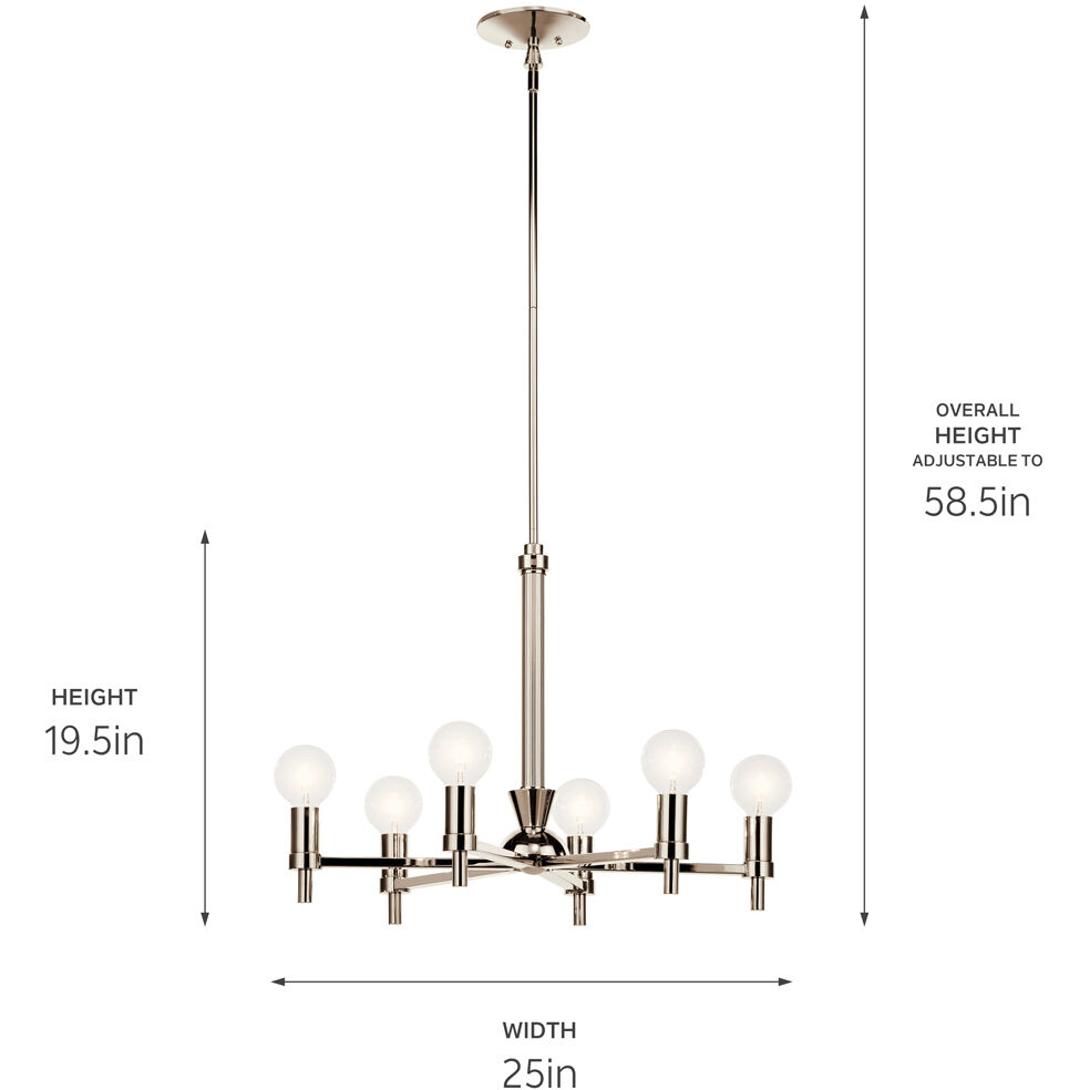 Torvee 6 Light 25 inch Nickel Textured Chandelier Ceiling Light, Medium