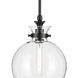 Laria 1 Light Black Pendant Ceiling Light in Clear