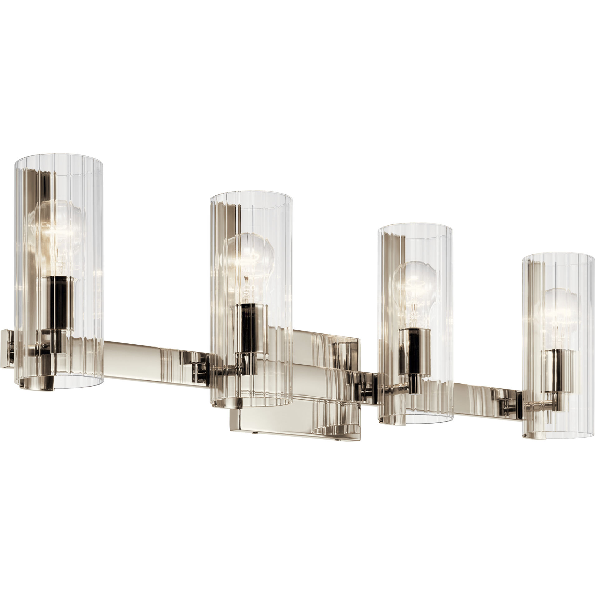 Jemsa 4 Light 32 inch Polished Nickel Bath Bracket Wall Light, 4 Arm