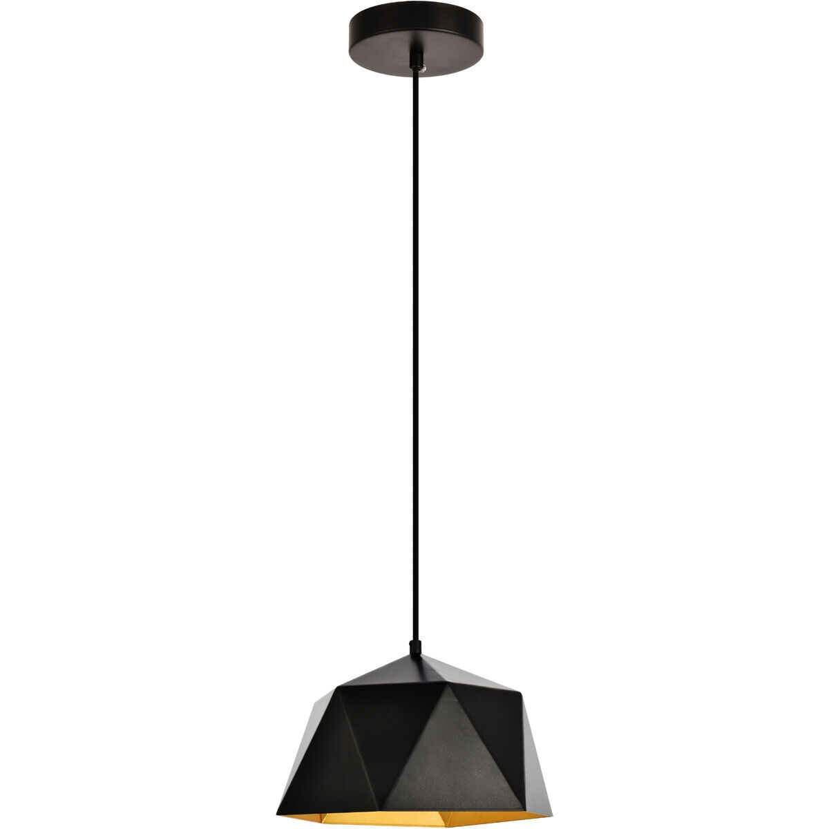 Arden 1 Light 10 inch Black with Golden Inside Pendant Ceiling Light