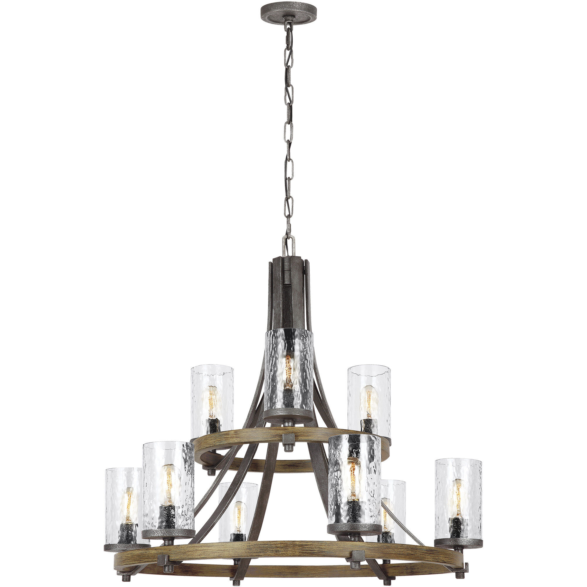 Sean Lavin Angelo 9 Light 32.75 inch Distressed Weathered Oak / Slate Grey Metal Chandelier Ceiling Light