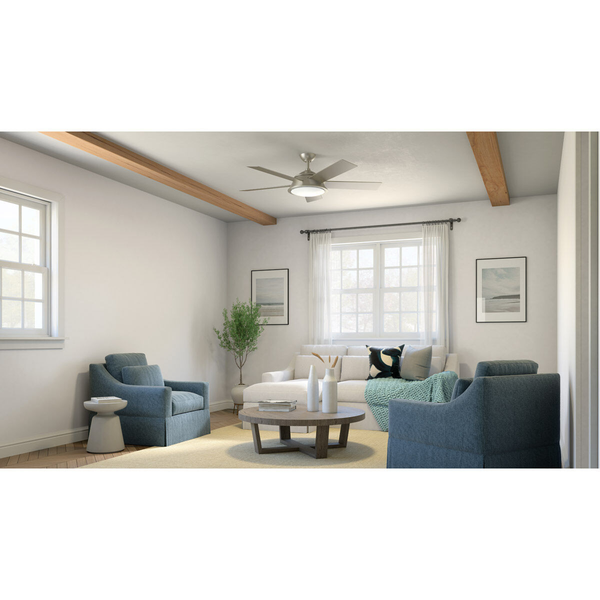 Verdi 56 inch Brushed Nickel with Silver Blades Ceiling Fan