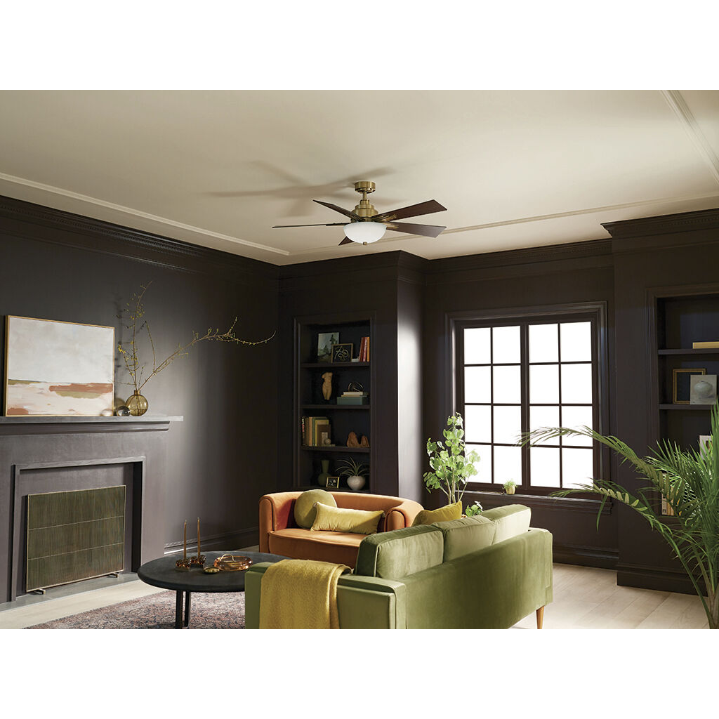 Vinea 52 inch Brushed Natural Brass with Black Blades Ceiling Fan