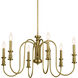 Homestead Karthe 6 Light 29 inch Natural Brass Chandelier Ceiling Light, Karthe