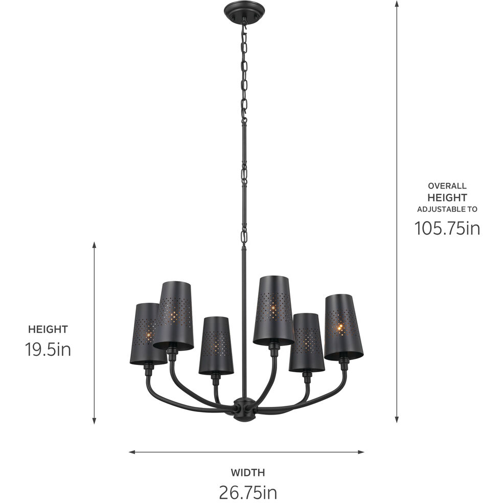 Adeena 6 Light 26.75 inch Black Chandelier Ceiling Light