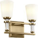 Rosalind 2 Light 14.25 inch Brushed Natural Brass Bath Vanity Light Wall Light