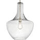 Everly 1 Light 14 inch Brushed Nickel Pendant Ceiling Light in Clear Seeded