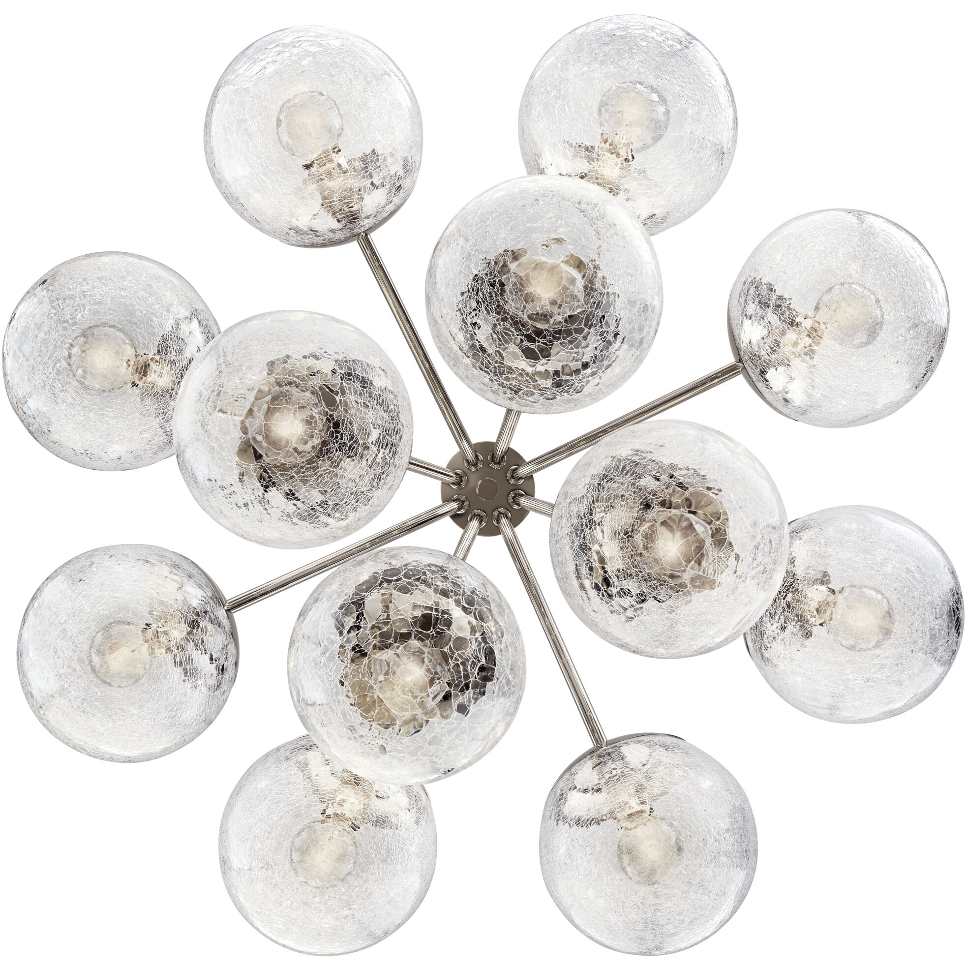 Silvarious 12 Light Polished Nickel Chandelier/Semi Flush Ceiling Light in Clear Crackle