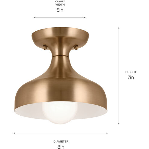 Sisu LED 8 inch Champagne Bronze Semi Flush Mount Ceiling Light