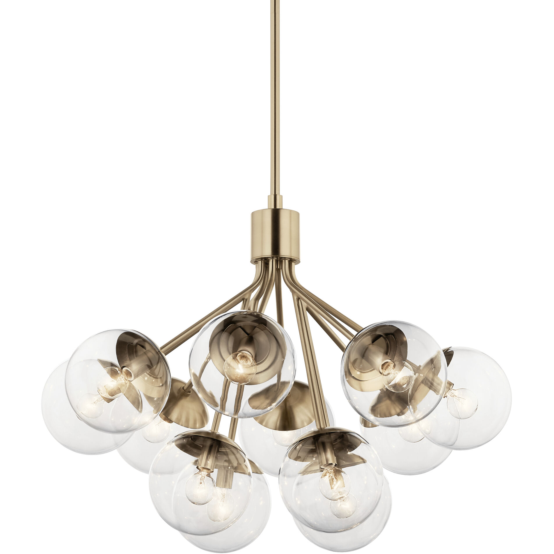 Silvarious 12 Light Champagne Bronze Chandelier/Semi Flush Ceiling Light in Clear