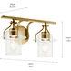 Everett 2 Light 16 inch Brushed Brass Bath Vanity Light Wall Light