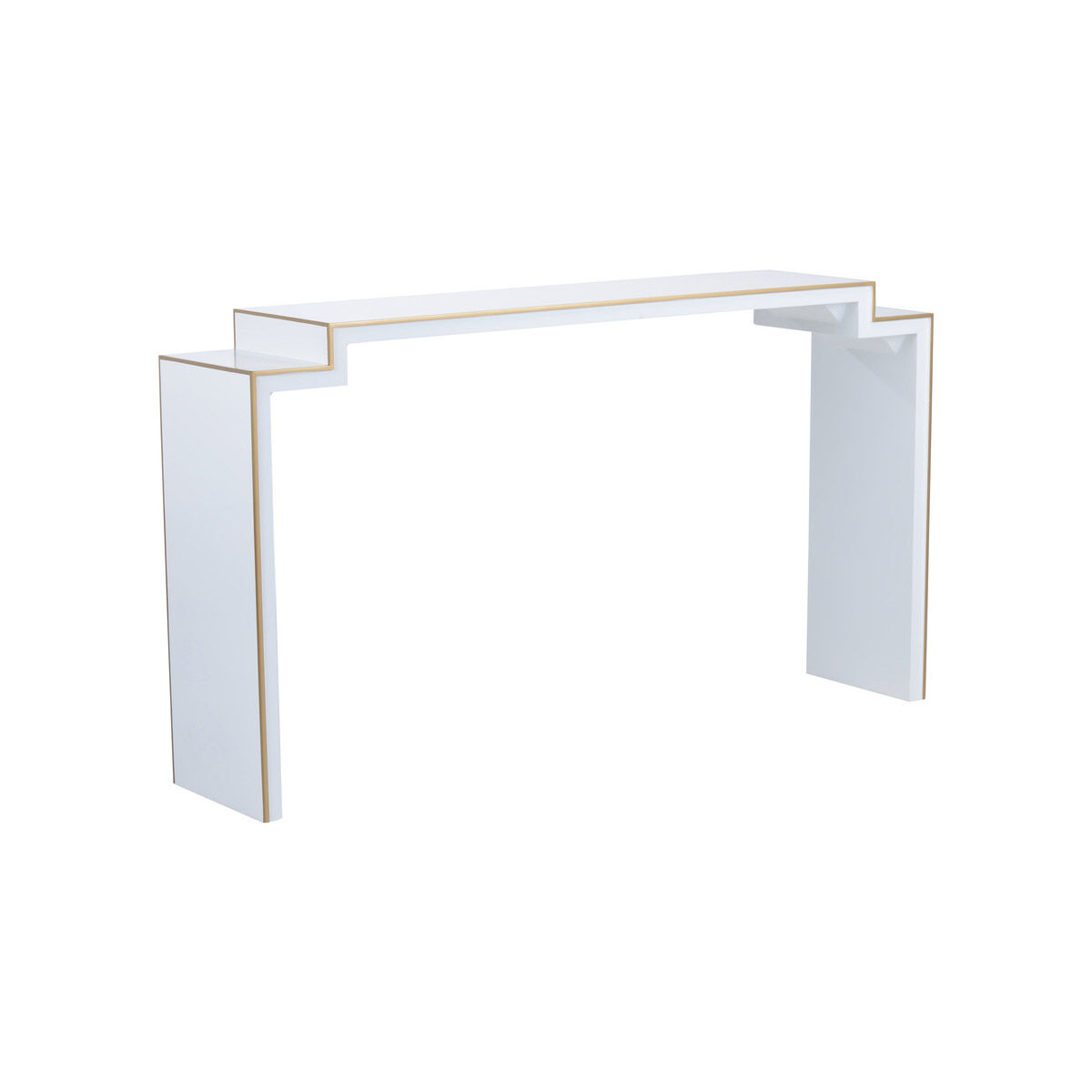 Elizabeth Wicker 65 inch White Lacquer/Metallic Gold Console Table