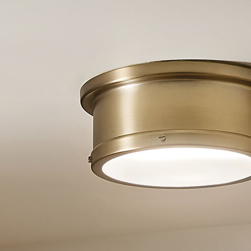 Serca 2 Light 14.25 inch Brushed Natural Brass Flush Mount Ceiling Light
