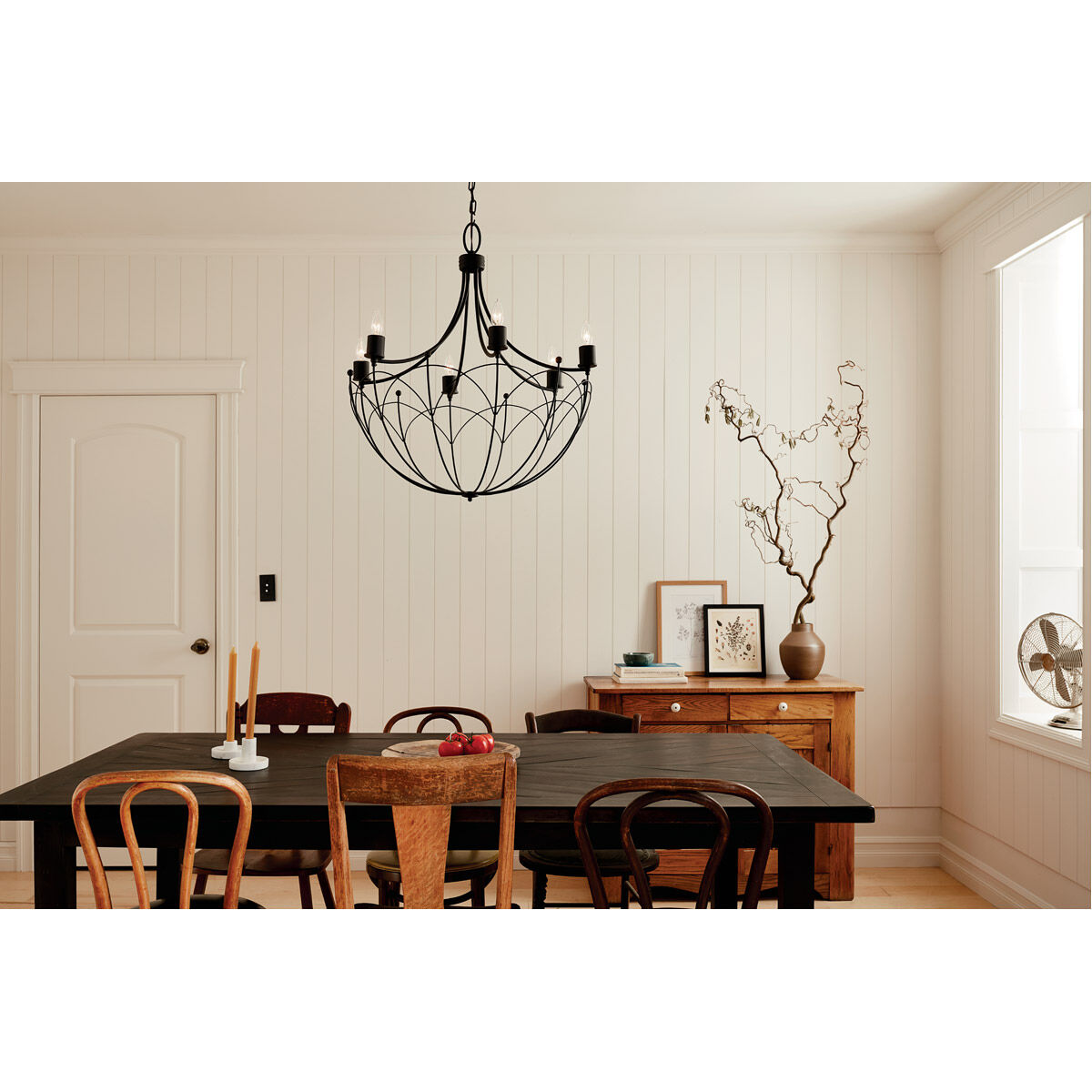 Homestead Topiary 6 Light 28.25 inch Textured Black Chandelier Ceiling Light