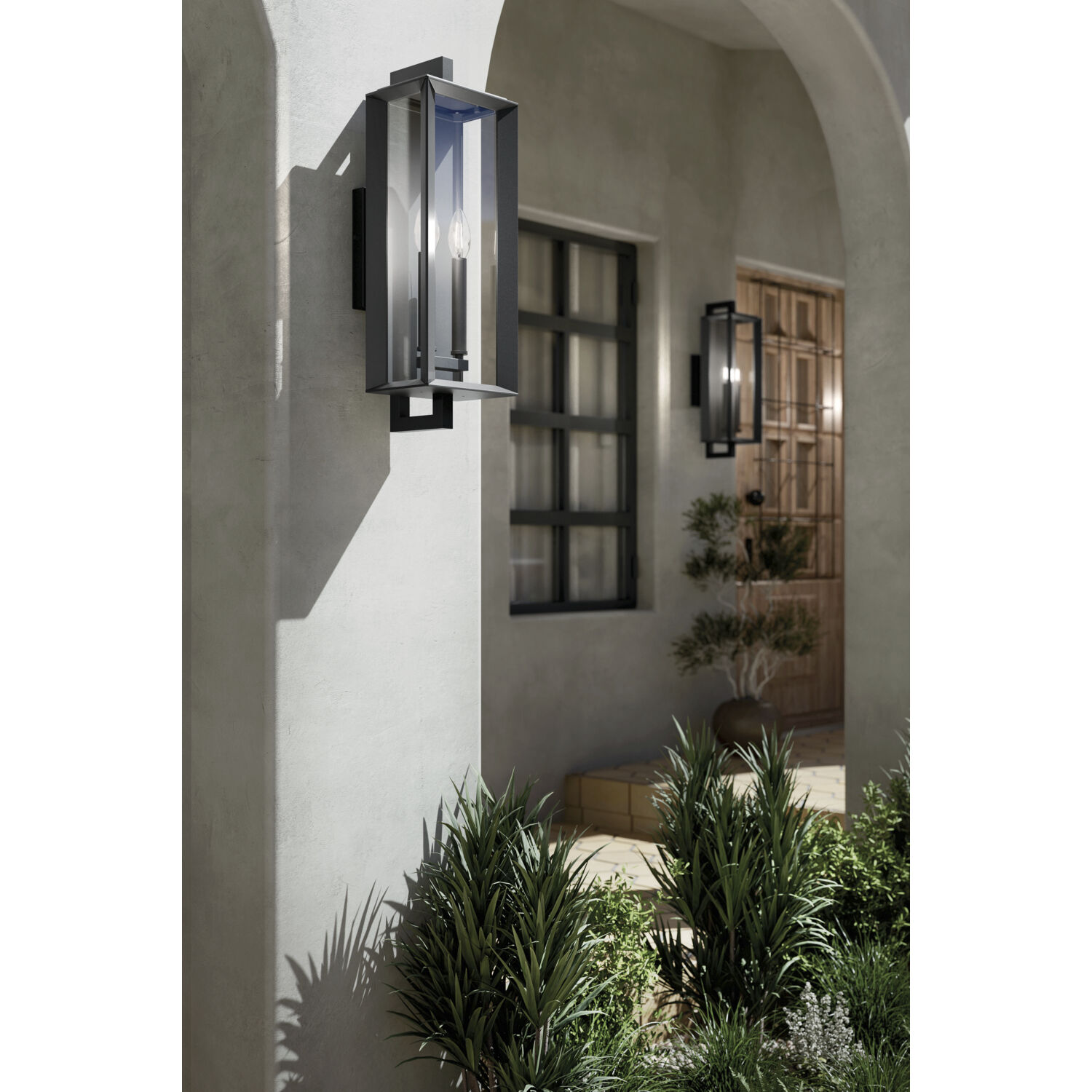 Kroft 2 Light 28 inch Black Textured Outdoor Wall, X-Large