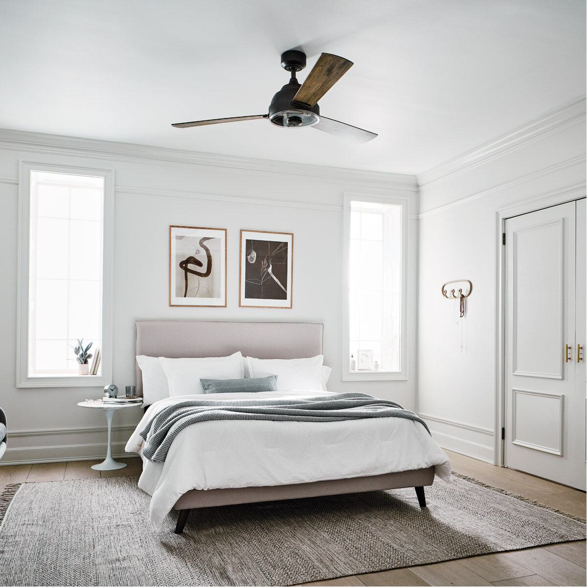 Pinion 60 inch Anvil Iron with Dist Antiq Gray Blades Ceiling Fan