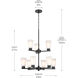 Stamos 9 Light Black Chandelier Ceiling Light in Satin Etched Glass