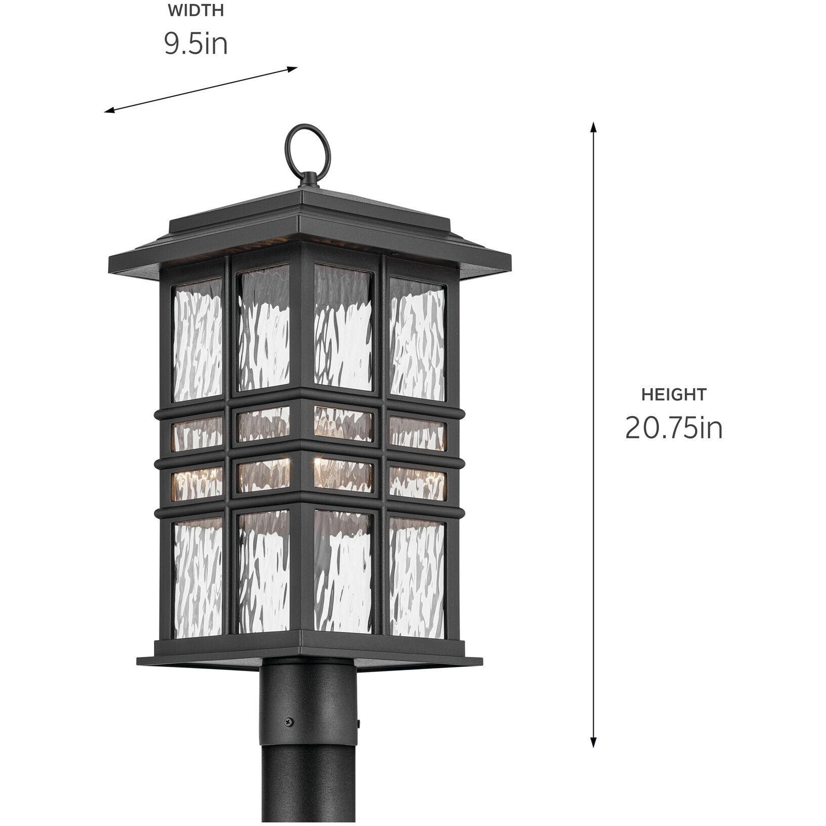 Kichler 49832BKT Beacon Square 1 Light 20.75 inch Textured Black Outdoor Post Lantern