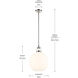 Laria 1 Light Polished Nickel Pendant Ceiling Light in Opal