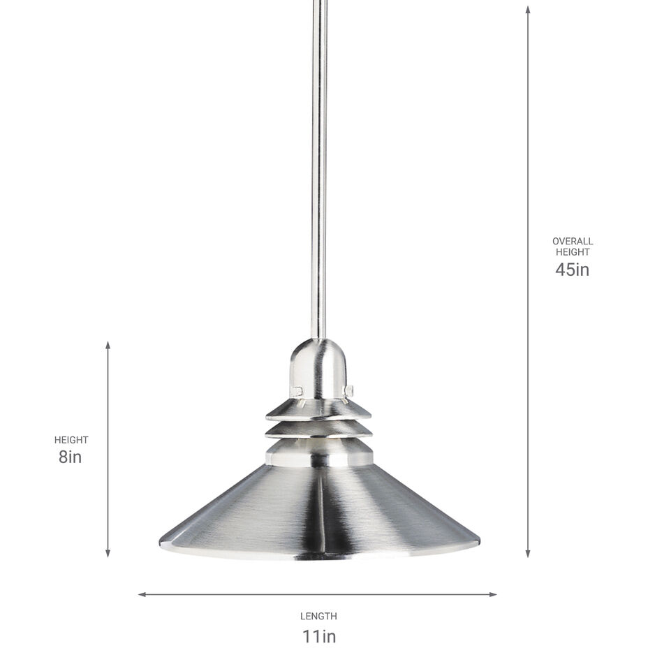 Grenoble 1 Light 11 inch Brushed Nickel Mini Pendant Ceiling Light