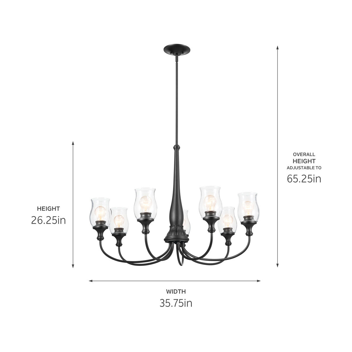 Homestead Melis 7 Light 35.75 inch Black Chandelier Ceiling Light
