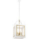 Vath 4 Light 16 inch White Large Foyer Pendants Ceiling Light in White and Natural Brass, Large
