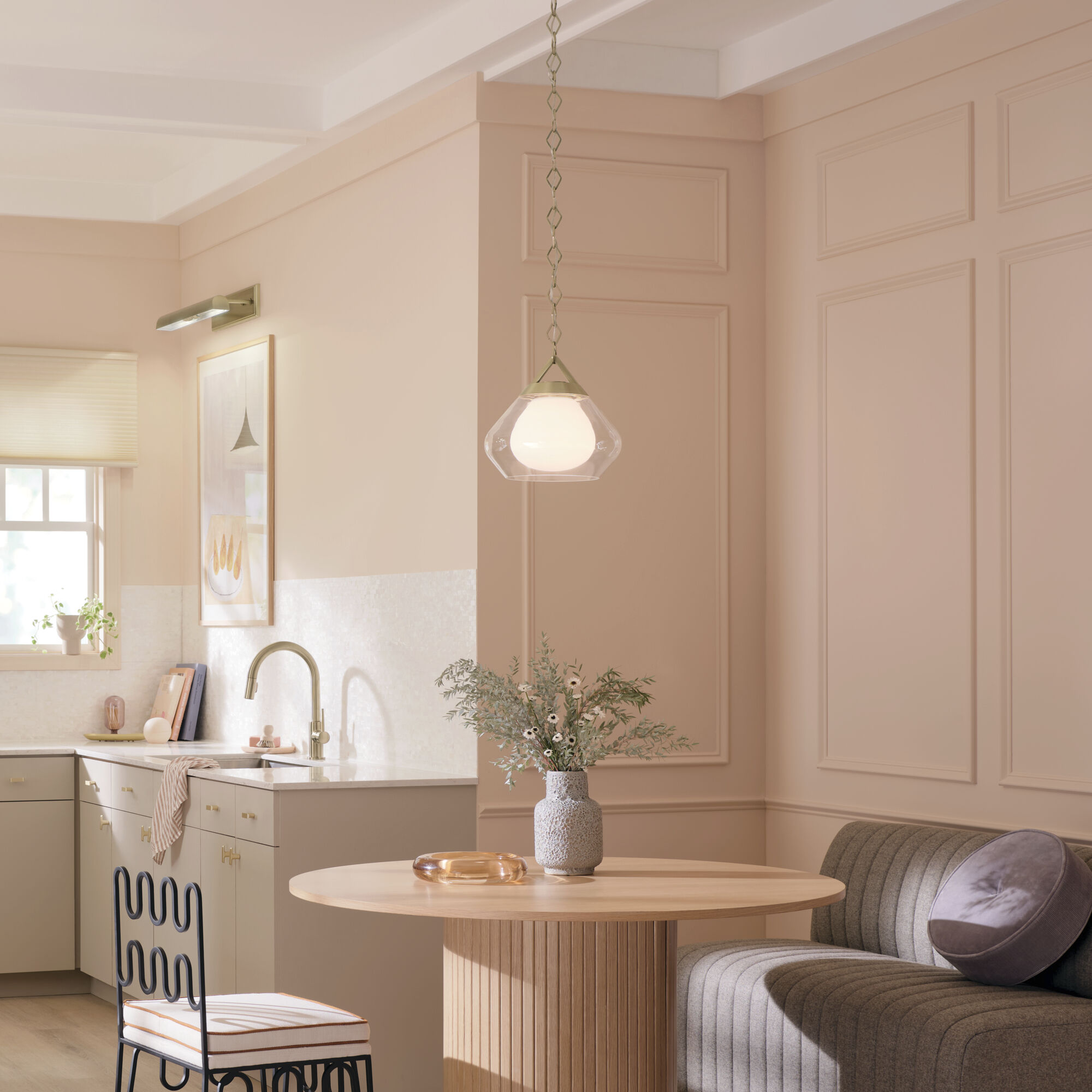 Nella 1 Light Champagne Bronze Pendant Ceiling Light