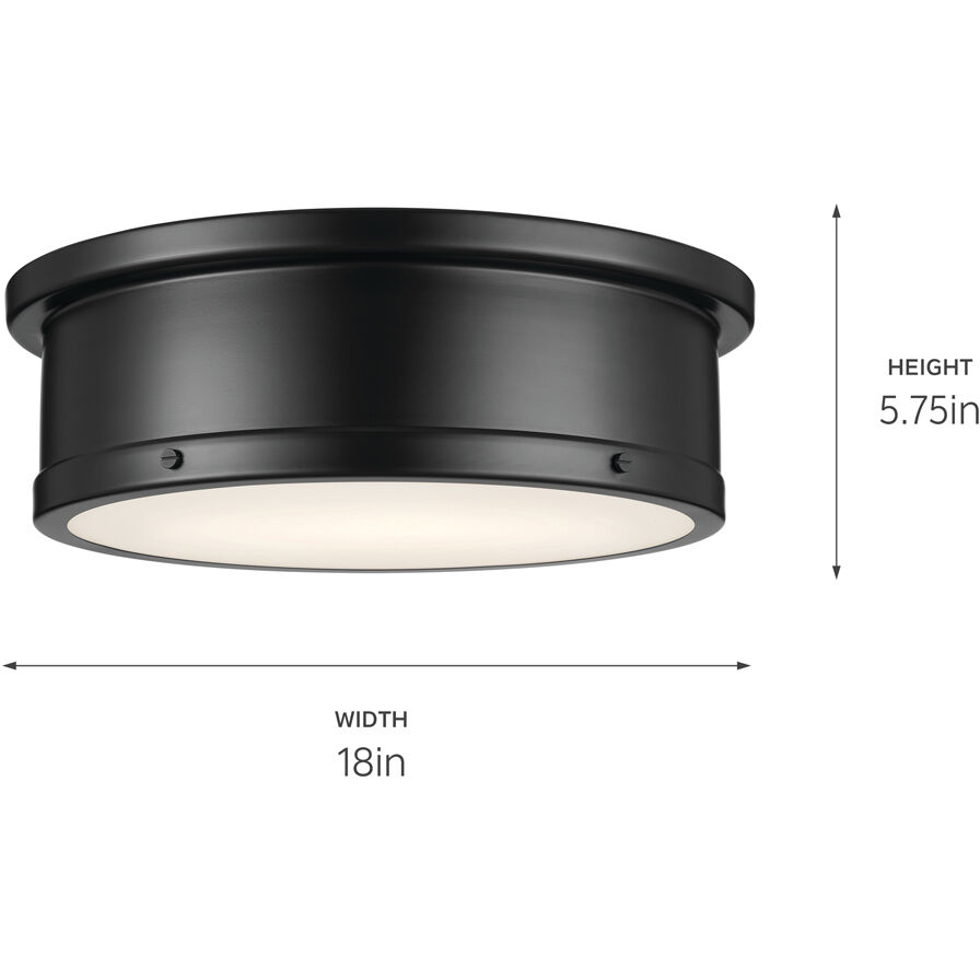 Serca 3 Light 18 inch Black Flush Mount Ceiling Light
