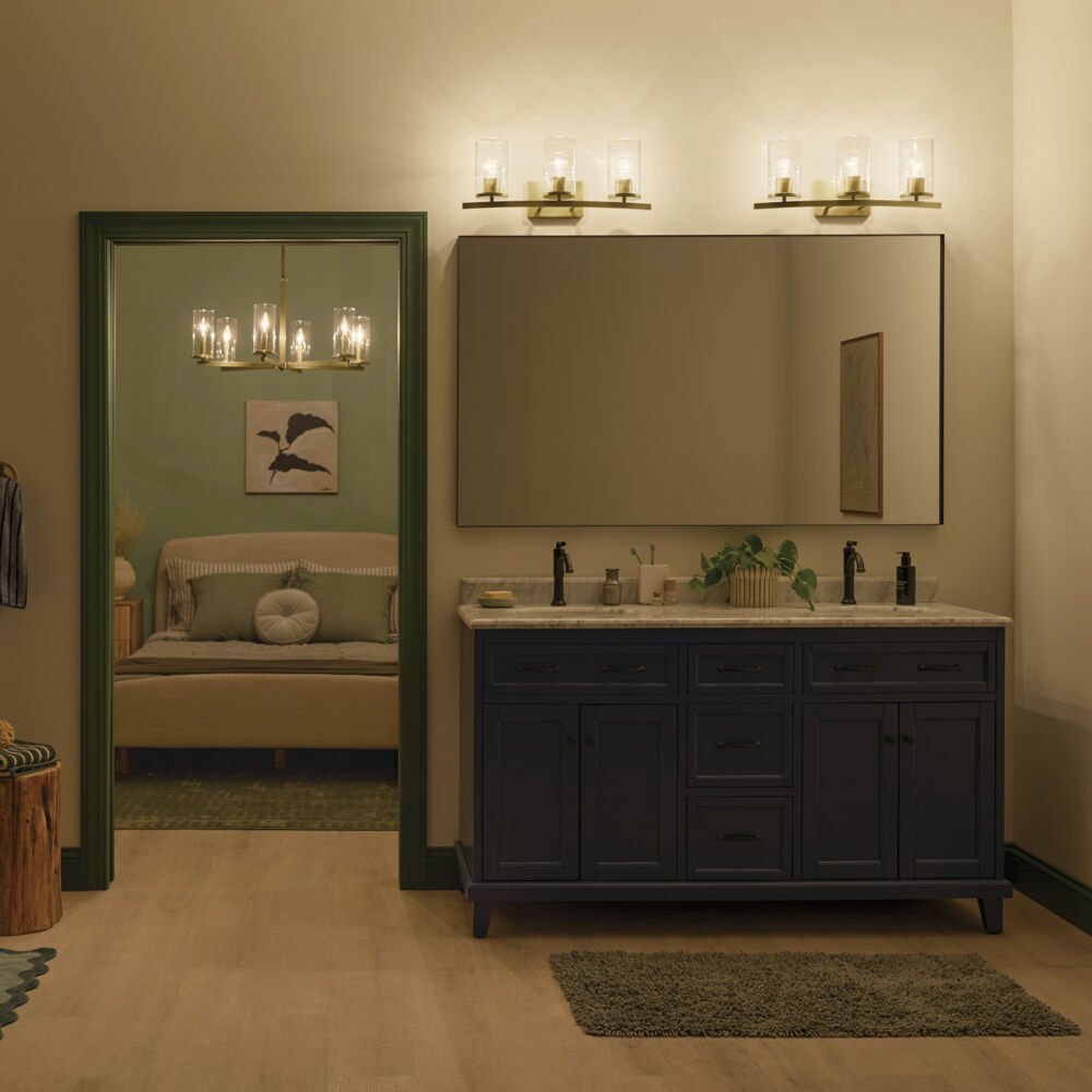 Crosby 3 Light 23 inch Natural Brass Bath Light Wall Light