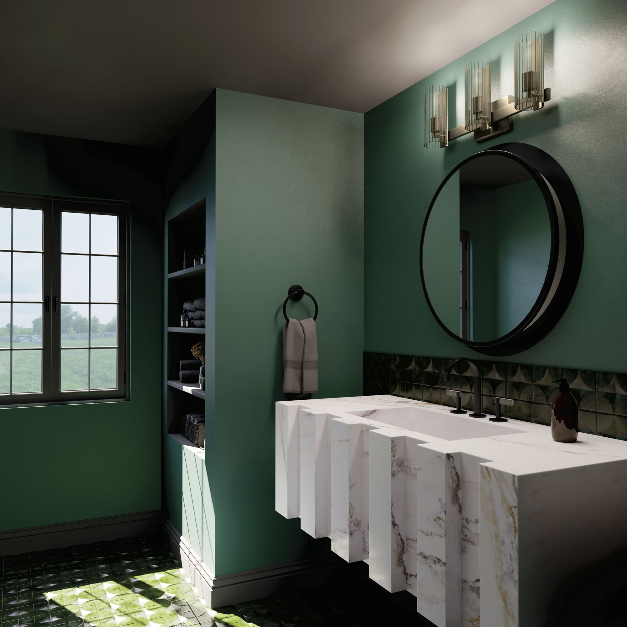 Jemsa 3 Light 22.75 inch Champagne Bronze Bath Bracket Wall Light, 3 Arm