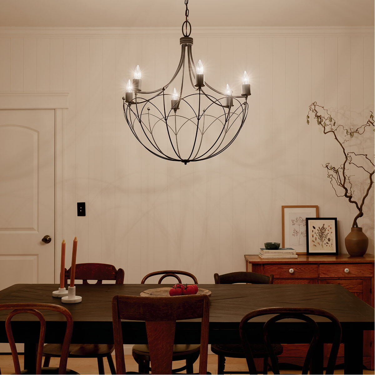 Homestead Topiary 6 Light 28.25 inch Textured Black Chandelier Ceiling Light