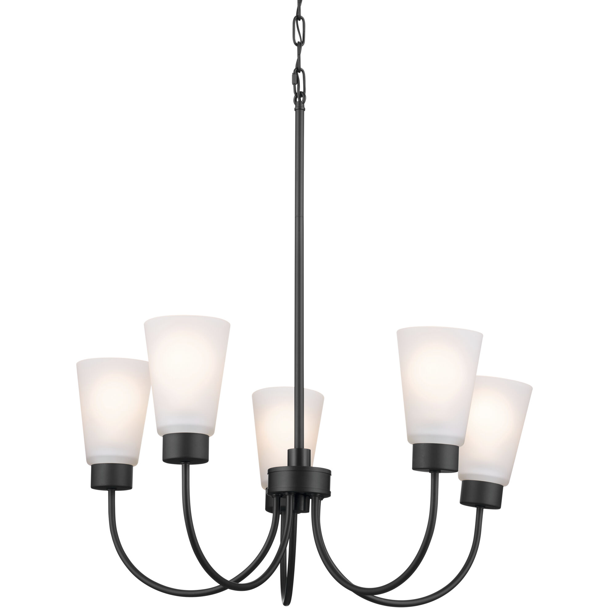 Erma 5 Light Black Chandelier Ceiling Light, Medium, 1 Tier