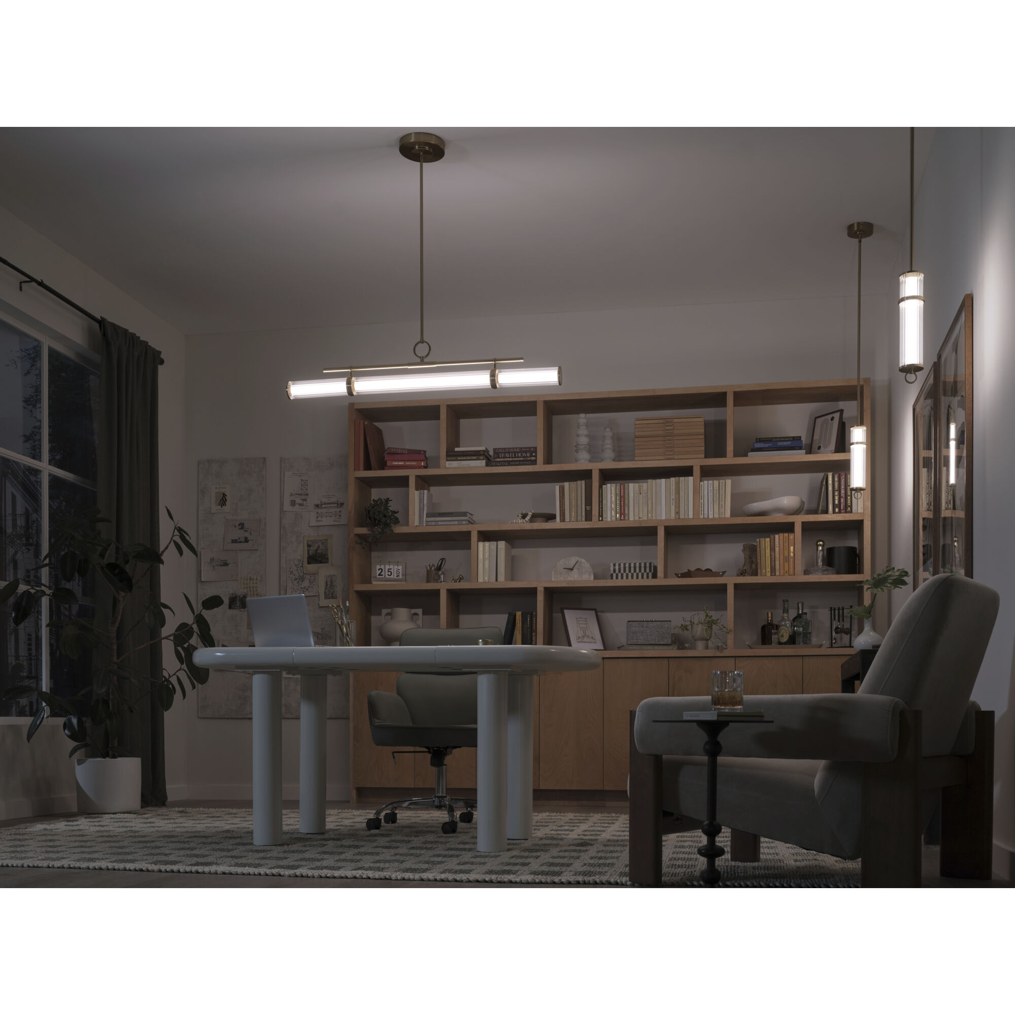 Riven LED 8 inch Champagne Bronze Chandelier Linear Ceiling Light