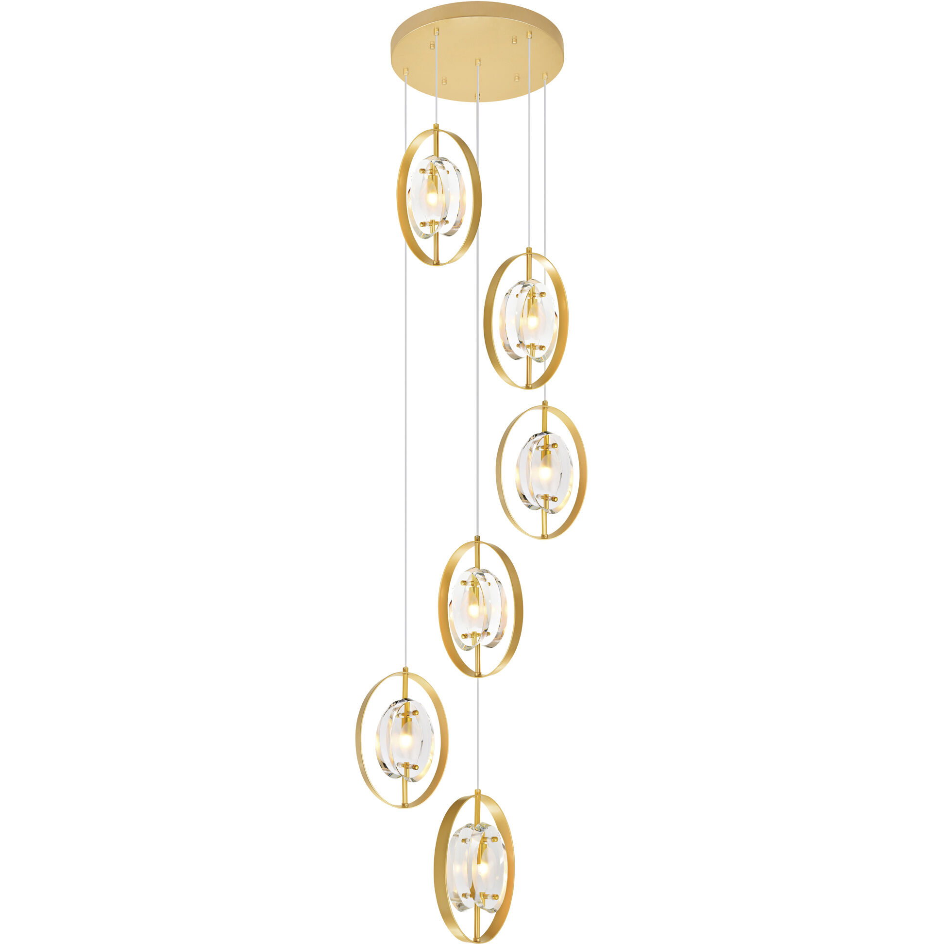 Iris 6 Light 21 inch Brass Multi Point Pendant Ceiling Light