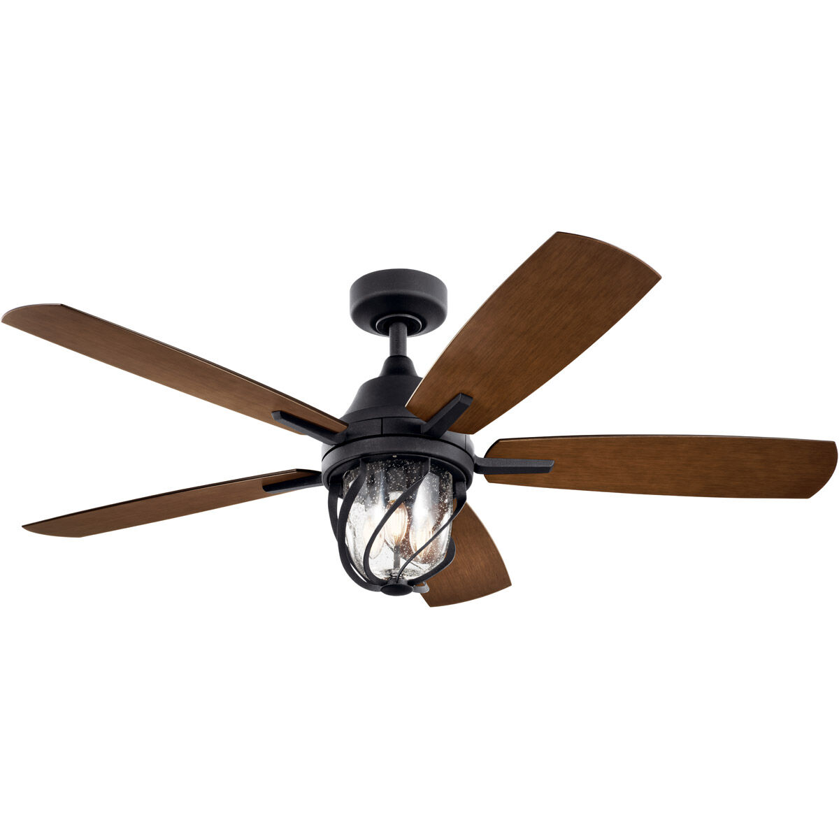 Lydra 52 inch Distressed Black with Walnut Blades Ceiling Fan