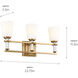 Rosalind 3 Light 23.75 inch Brushed Natural Brass Bath Vanity Light Wall Light