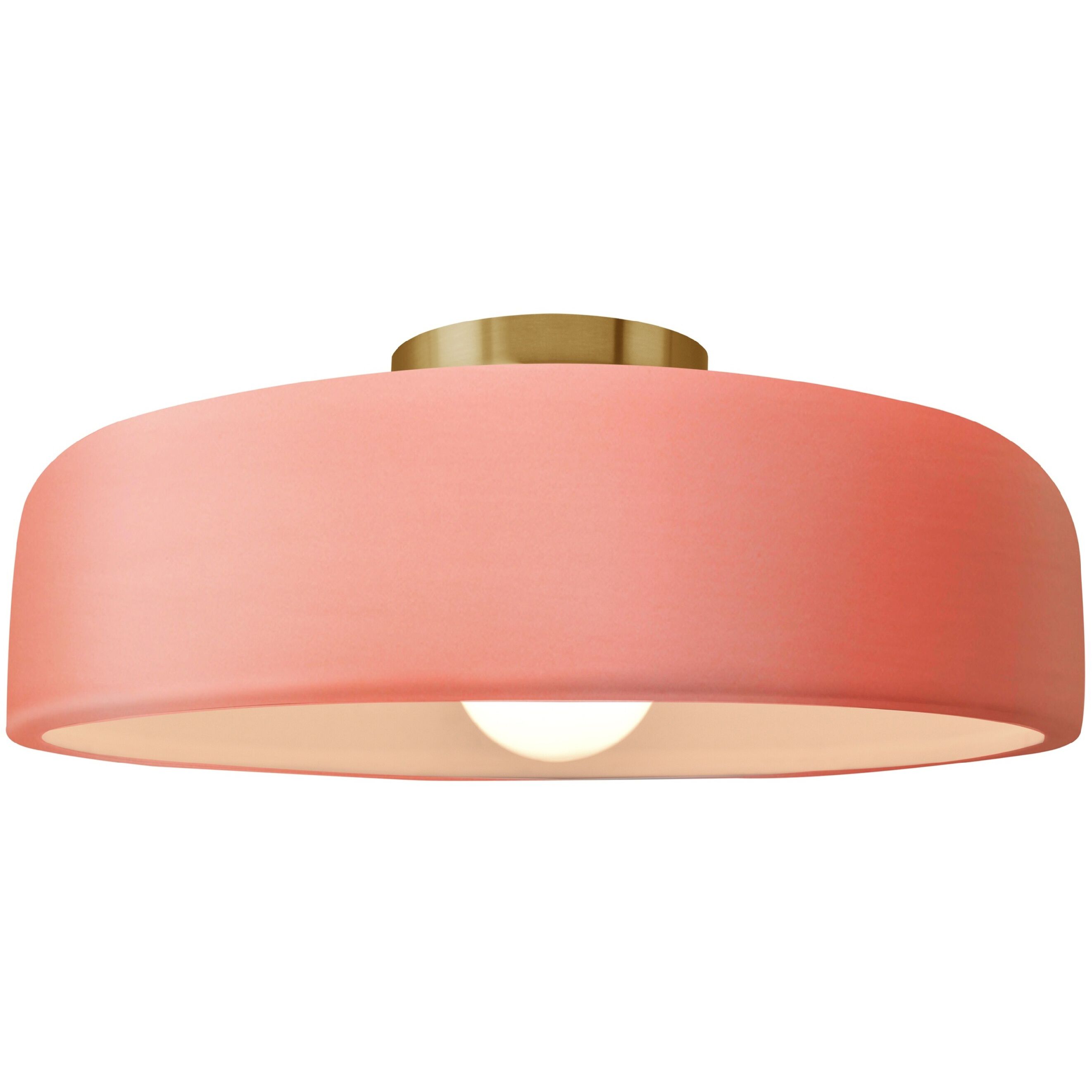 Radiance Collection - Spire LED 13 inch Gloss Blush and Brushed Brass Semi-Flush Ceiling Light in Dedicated LED, 13W x 6H, Form+Finish+Function