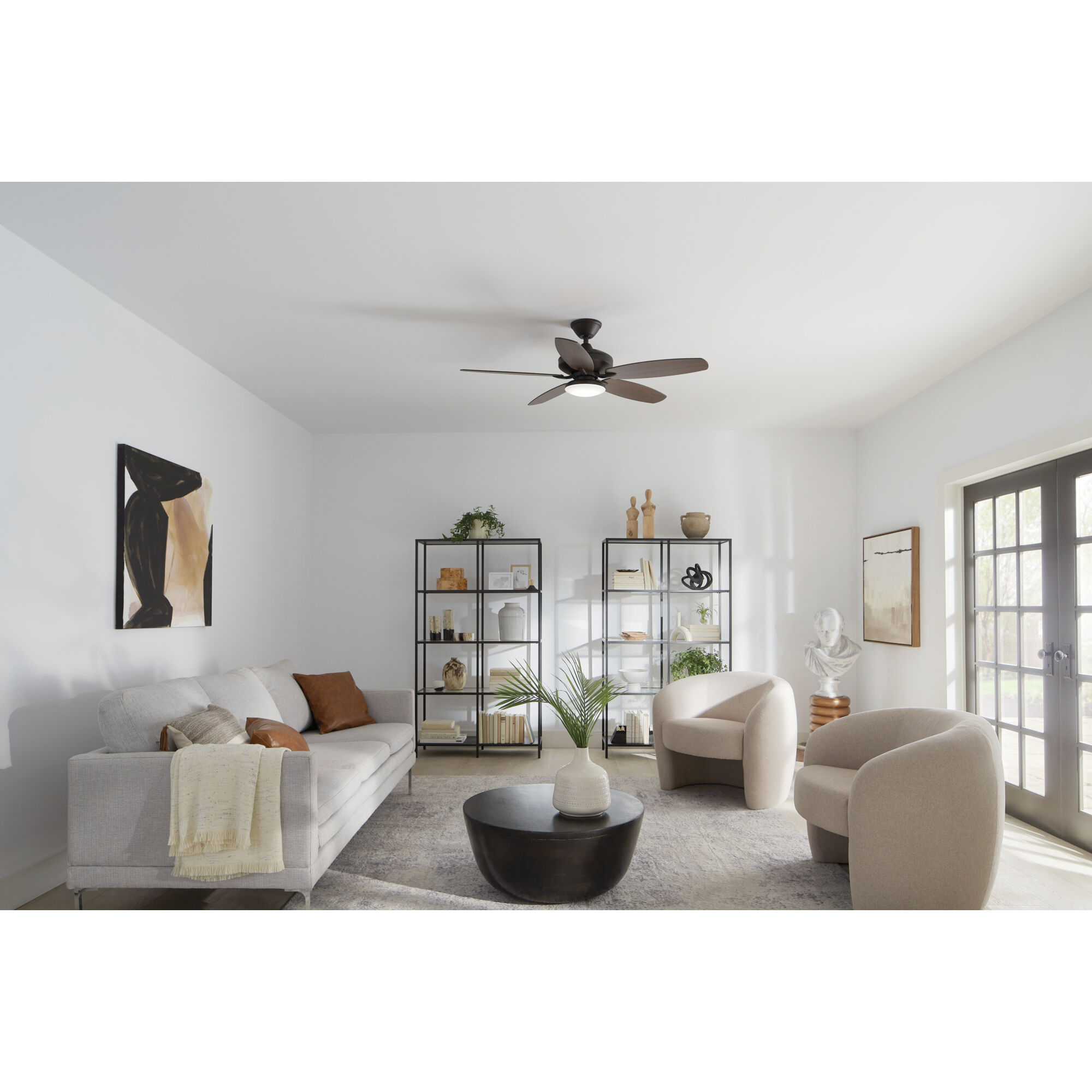 Renew Designer 52 inch Satin Natural Bronze with Walnut Blades Ceiling Fan