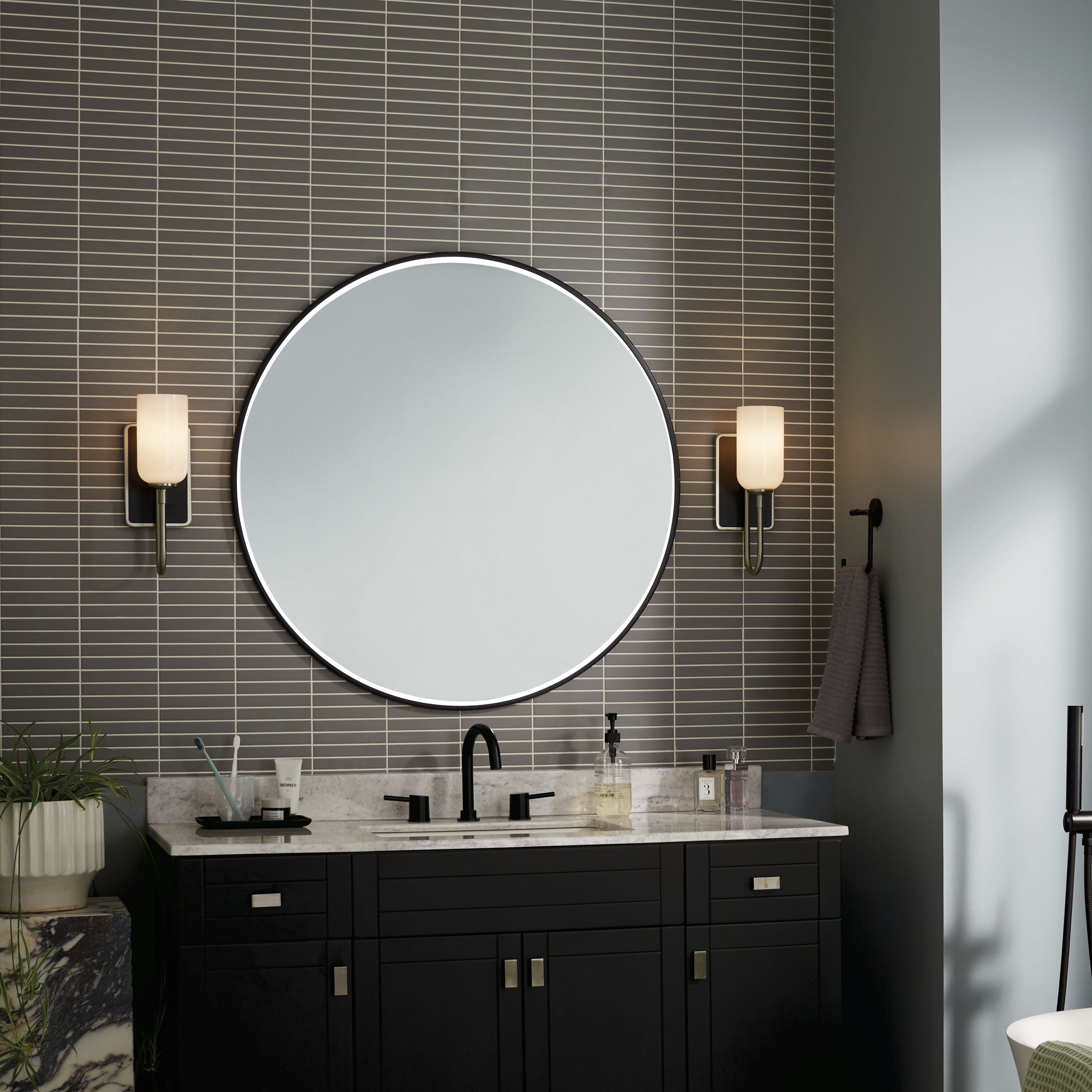 Solia LED 5 inch Brushed Nickel with Black Wall Sconce Wall Light