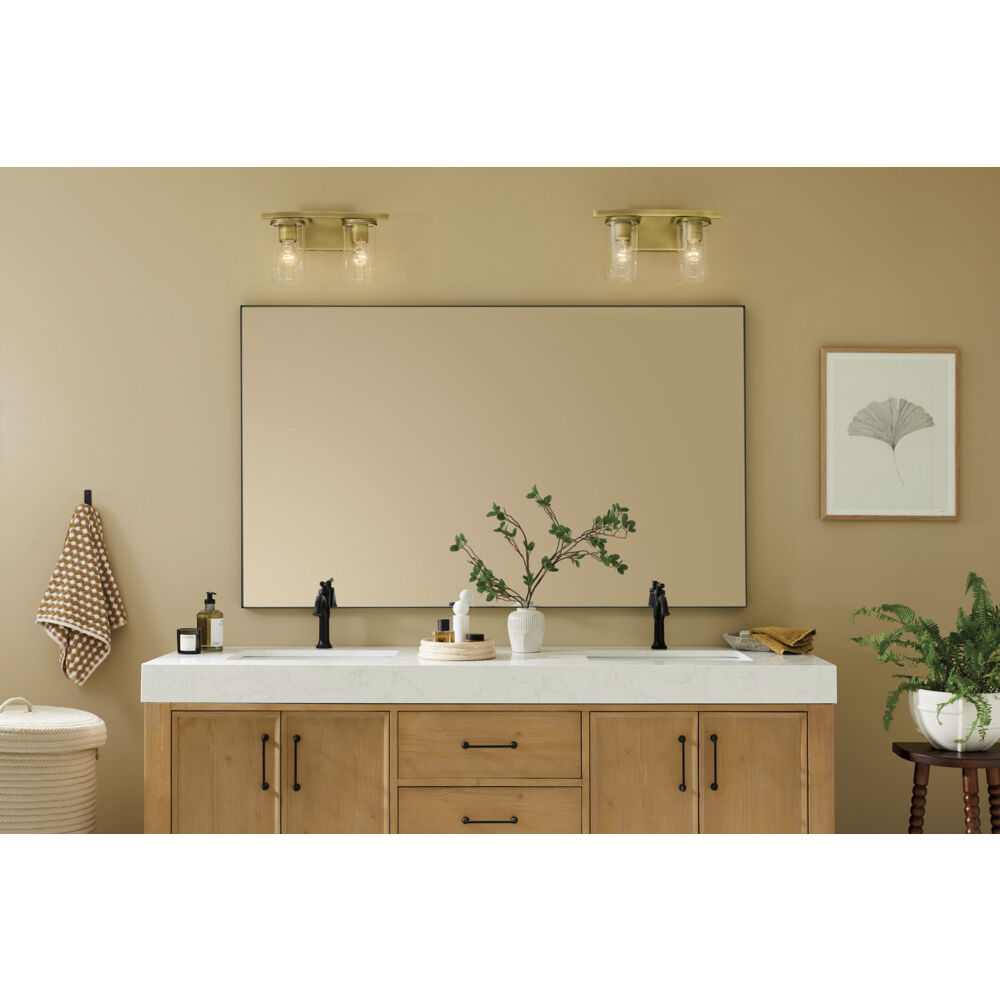 Crosby 2 Light 15.25 inch Natural Brass Bath Light Wall Light