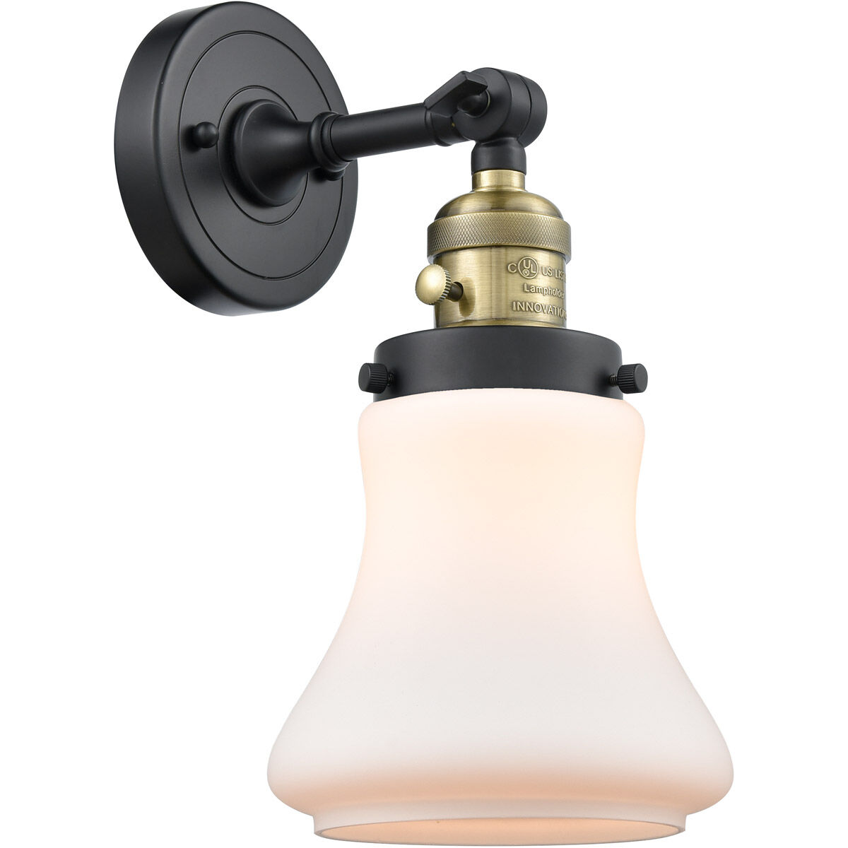 Franklin Restoration Bellmont LED 7 inch Black Antique Brass Sconce Wall Light, Franklin Restoration