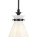 Laria 1 Light Black Pendant Ceiling Light in Opal