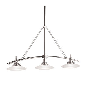 Structures 3 Light 9 inch Brushed Nickel Chandelier Linear (Single) Ceiling Light, Single