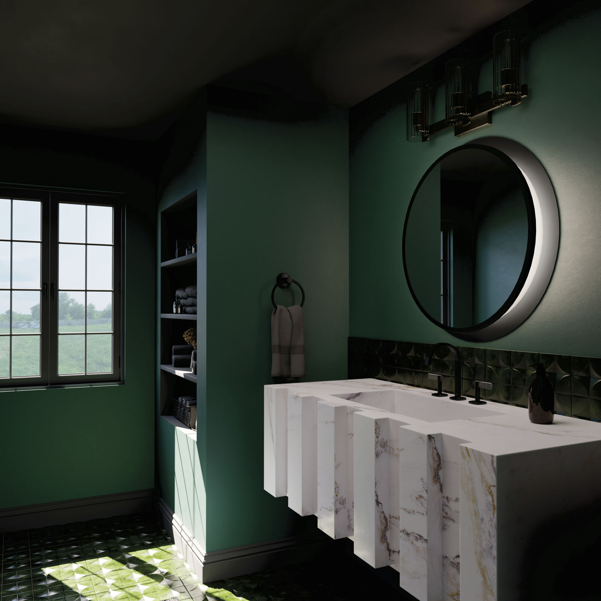 Jemsa 3 Light 22.75 inch Champagne Bronze Bath Bracket Wall Light, 3 Arm