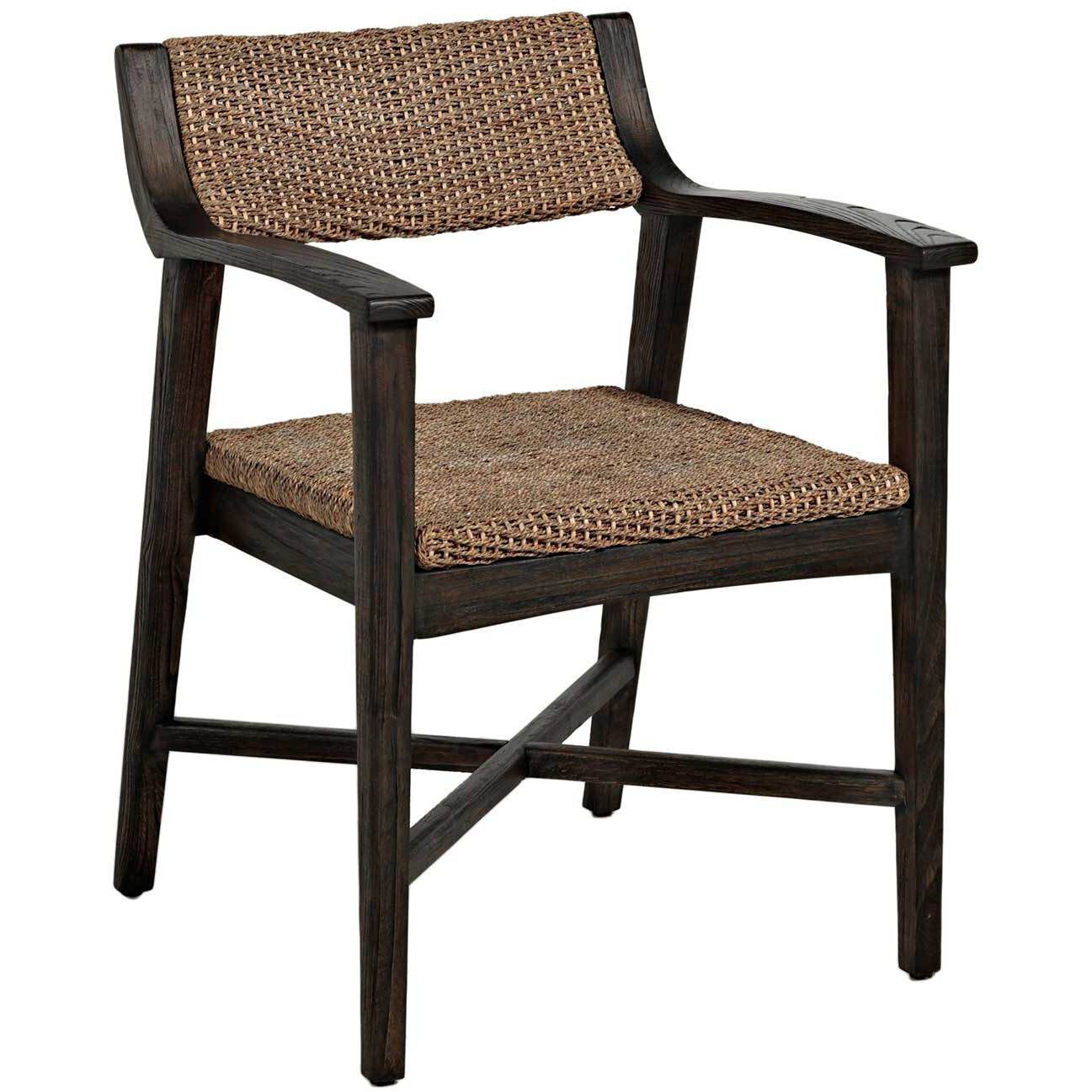 Richard Dark Brown Rubber Wood / Natural Seagrass Dining Chair