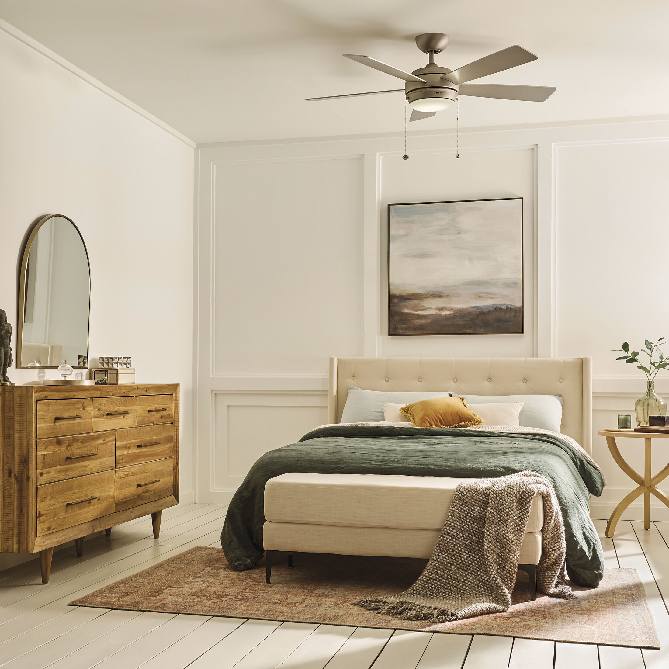 Starkk 52 inch Brushed Nickel with Walnut Blades Ceiling Fan