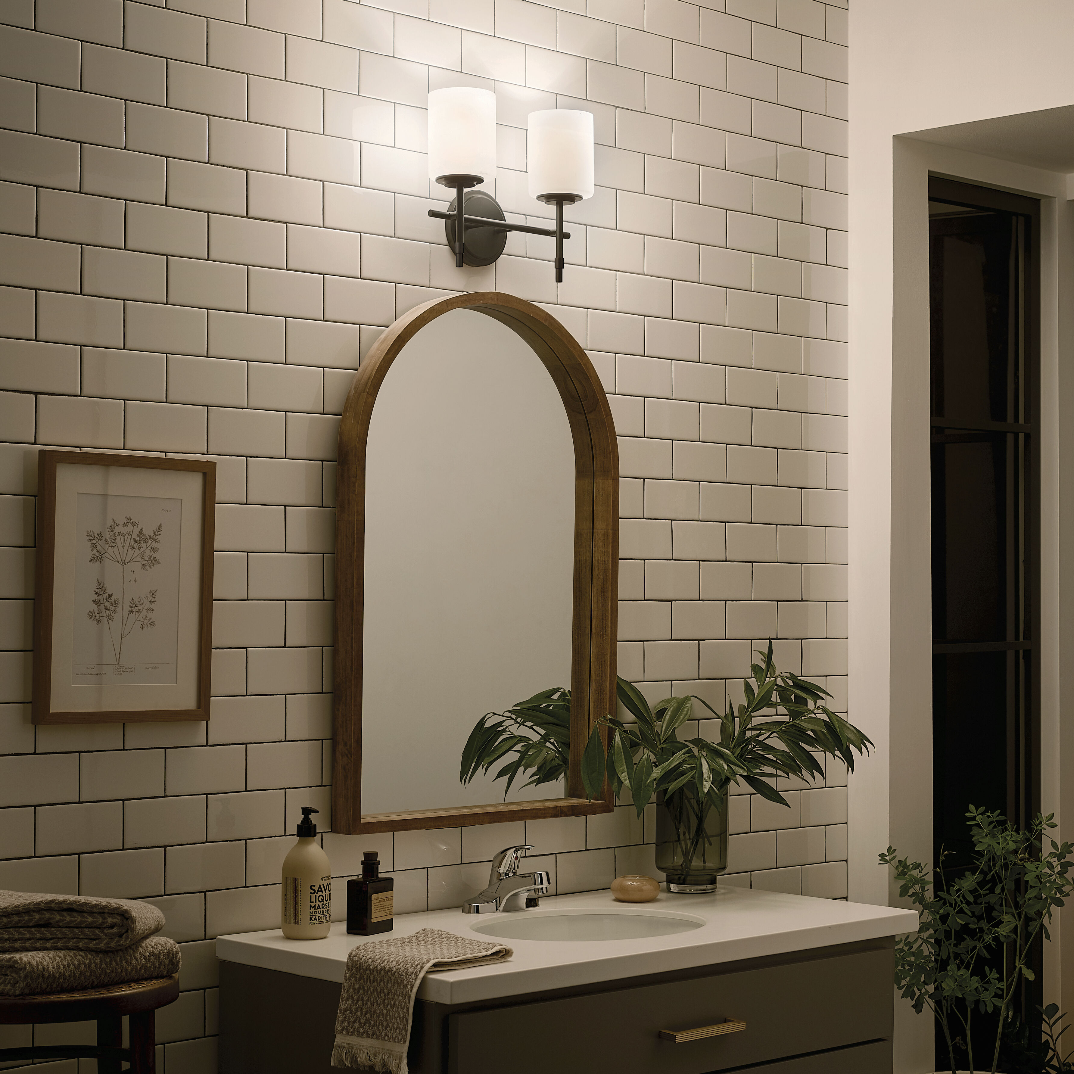 Ali 2 Light 14 inch Black Bath Vanity Light Wall Light