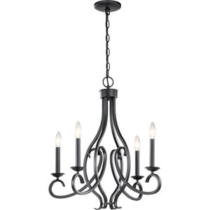 Ania 4 Light 23 inch Black Chandelier 1 Tier Small Ceiling Light, 1 Tier Small
